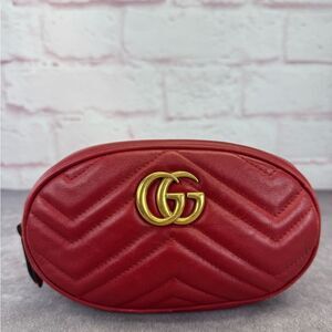 Gucci Matelasse Marmont Quilted Leather Belt Cosmetic Clutch Bag